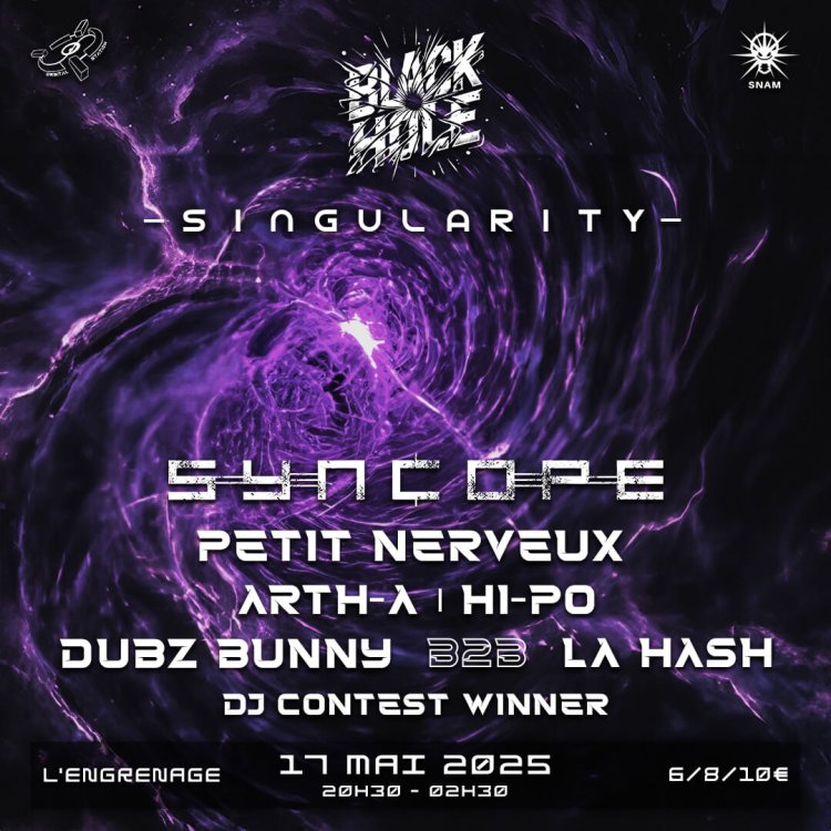 VIsuel pour la soirée BLACK HOLE : Singularity
